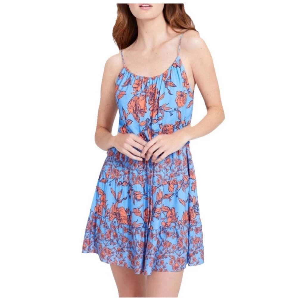 ALICE + OLIVIA Blue Orange Cheyla Summer Floral Tiered Sundress Sz XS MSRP$295